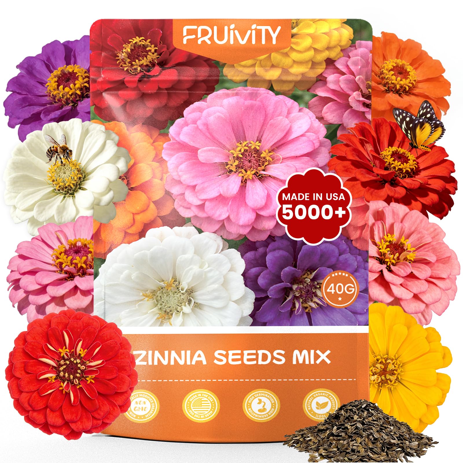 Amazon.com : Fruivity Zinnia Seeds for 2026 Planting, 5000+